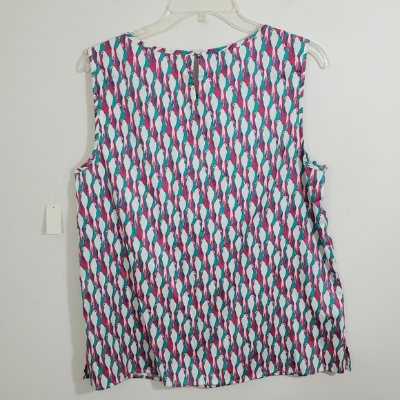 NWT Talbots Parrot Tropical Bird Novelty Print Sleeveless Blouse Colorful Large - Picture 6 of 9